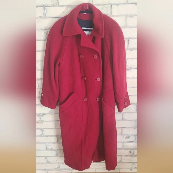 Vintage Aquascutum Red Wool Coat - Picture 1 of 8